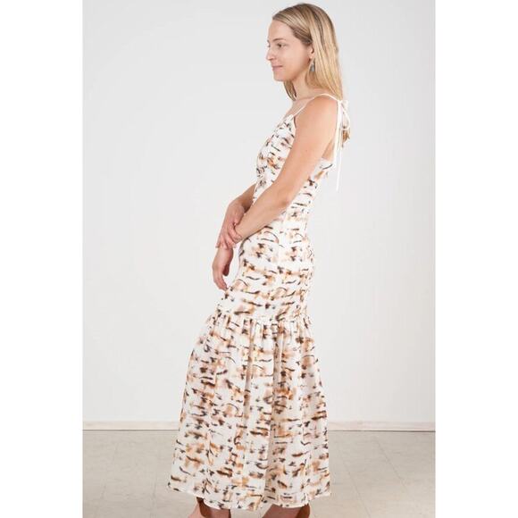 CHRISTY LYNN Sz M Medium Luisa Linen Sleeveless Tie Shoulder Dress Tiger Print - Picture 12 of 13